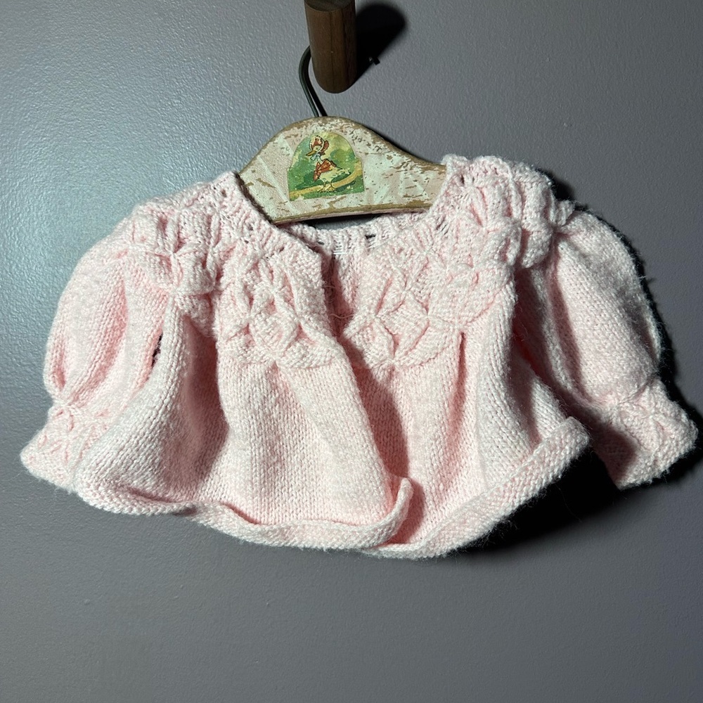Pink Hand Knit Vintage Sweater for Kids